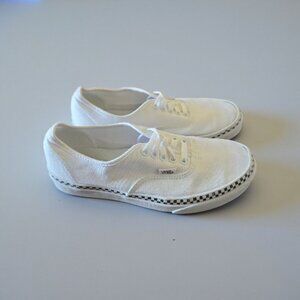 Vans Authentic Check Foxing True White Women’s 9 (Fits 8) Canvas Skate Shoes